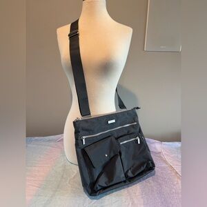 Baggallini charcoal Crossbody Bag with Adjustable Strap and Silver Hardware